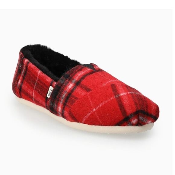 TOMS Alpargata Cozy Plaid Women's Faux-Fur Alpargata Shoes - Picture 1 of 1